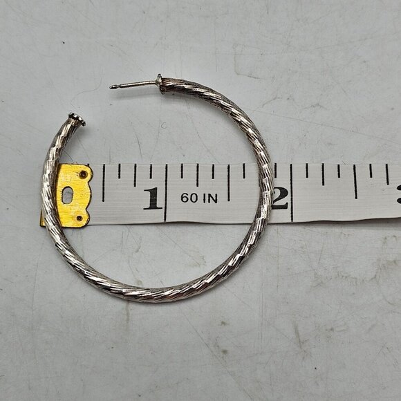 Italian Hammered Sterling Silver Hoop Earrings 1.75" Diameter 6.13g - Picture 5 of 5